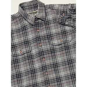 FIELD & STREAM - Mens Vintage Gray Plaid Heavyweight Thick Flannel Shirt - Large